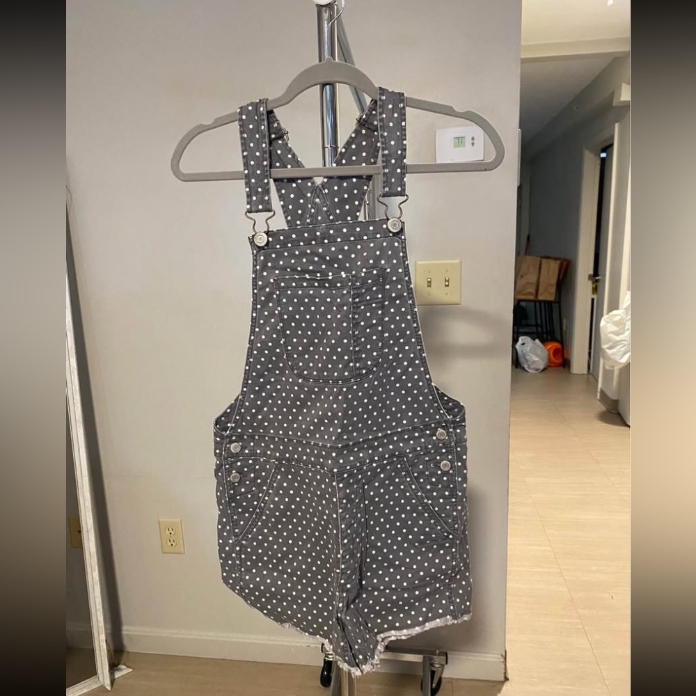 American Eagle Outfitters Gray Polka Dot Overalls - Picture 7 of 7
